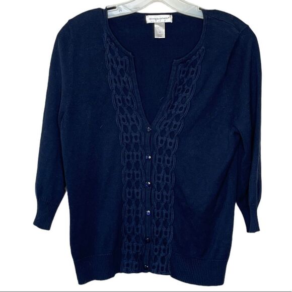 Christopher & Banks Cardigan Sweater Navy‎ - Picture 1 of 6